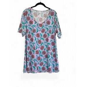 Lularoe Floral Tunic Tee Purple Soft Comfy Large